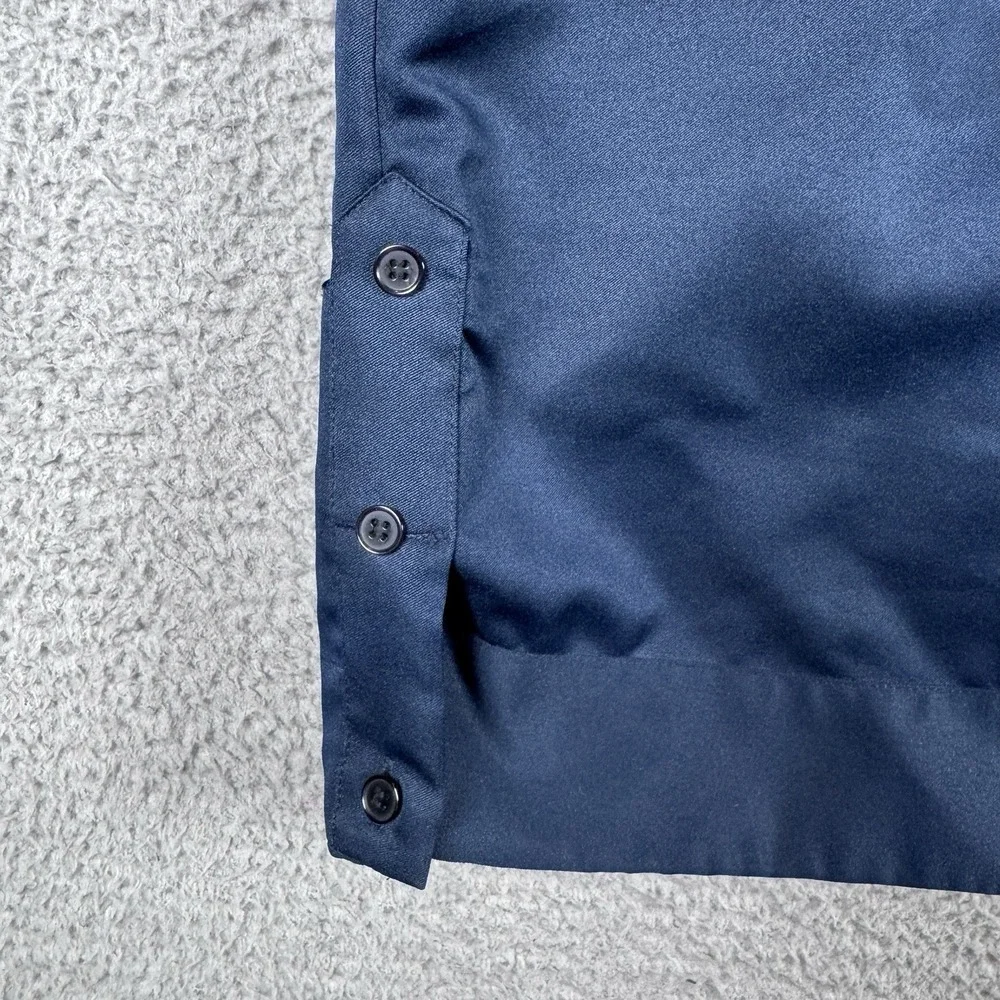 Vtg Guayabera Copacabana Shirt Mens Size 42 Blue Short Sleeve Satin Seda Bowling